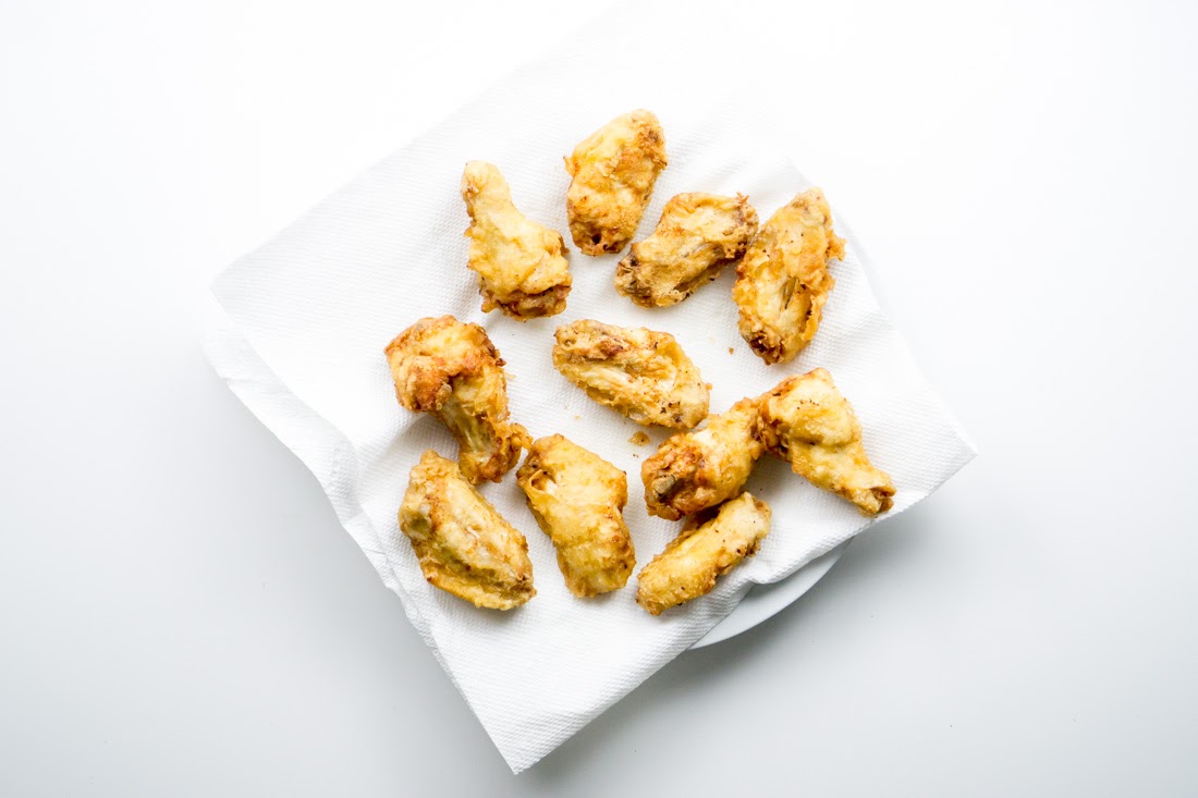 Korean fried chicken wings: after the first fry