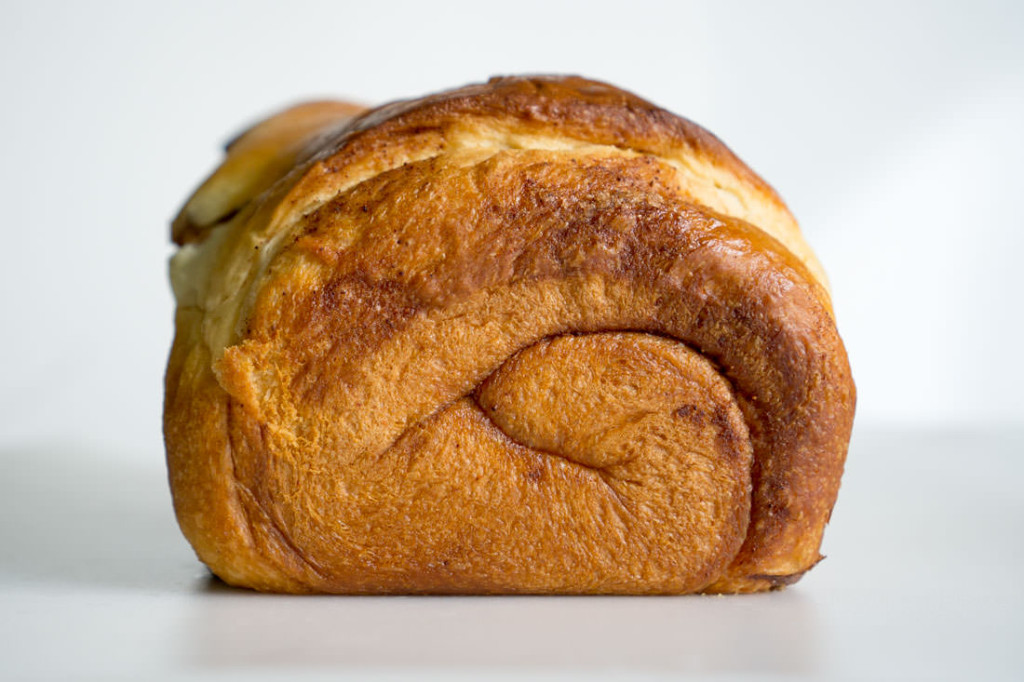 Freshly baked cinnamon-swirl Japanese milk bread